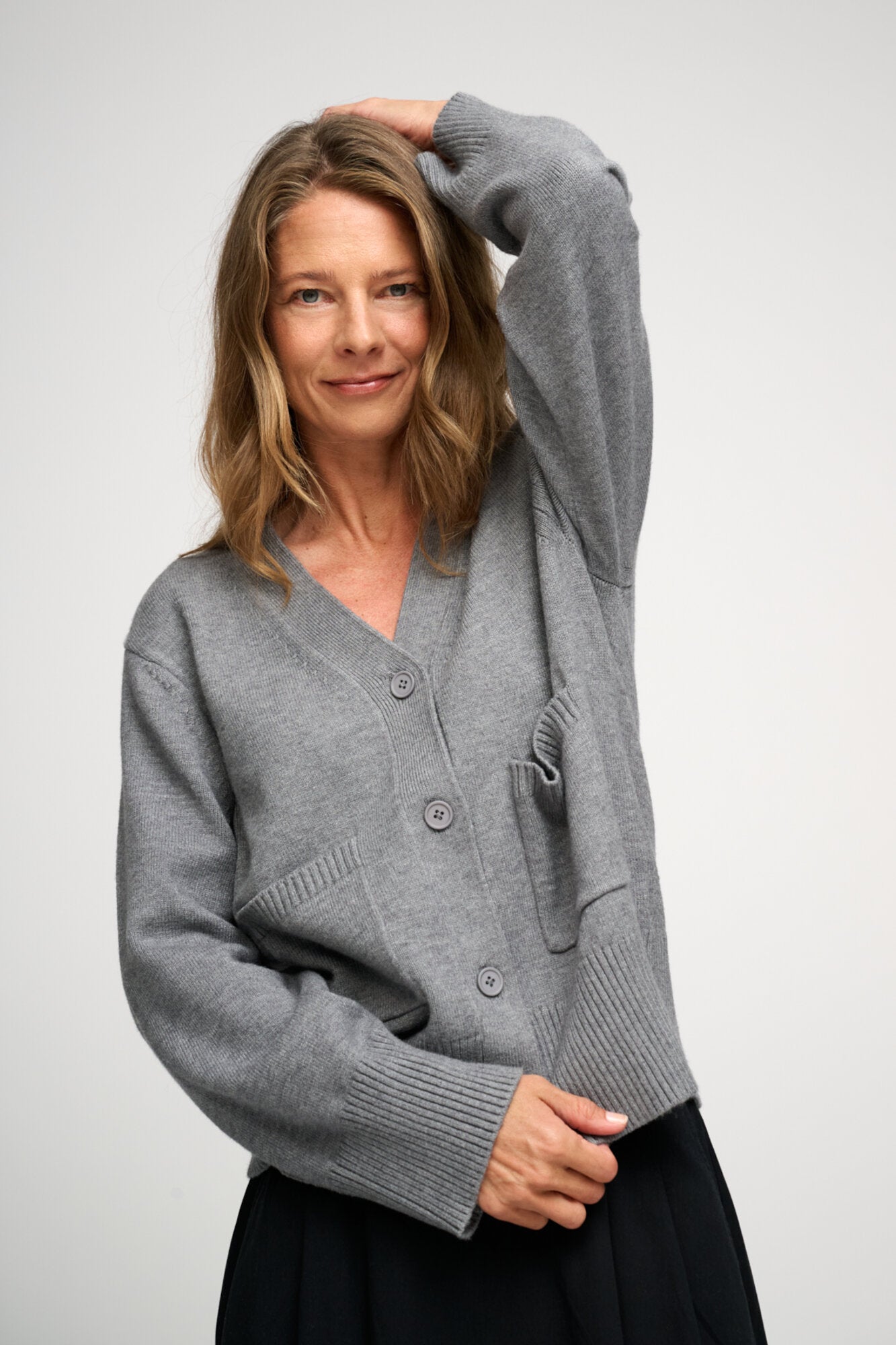 Forest strikket cardigan - Grey Melange